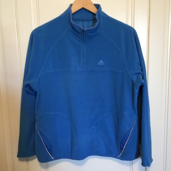 ADIDAS blue fleece 1/2 zip 2 front zippered pockts - Picture 1 of 5